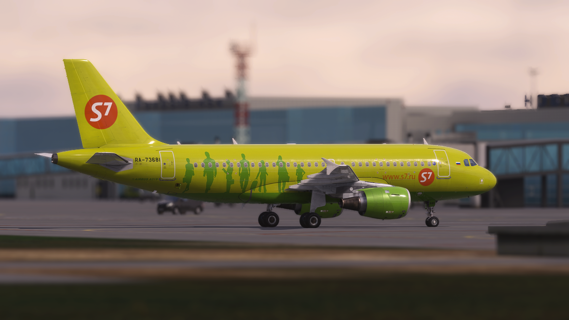 S7 green livery aircraft on takeoff